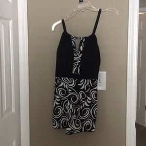black and white tankini top